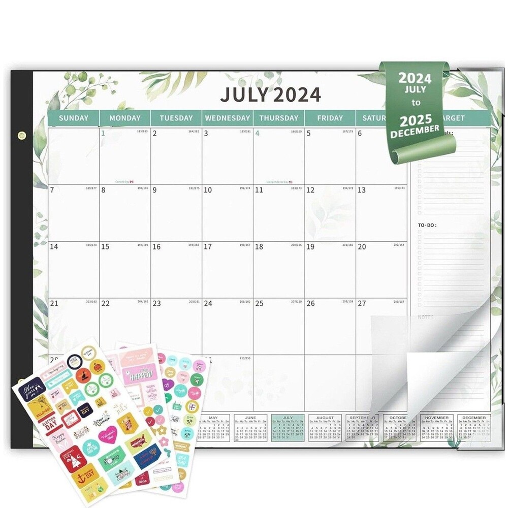 Desk Calendar 2024-2025 Large 22"X17" Monthly Planner Pad with Plastic Cover 18